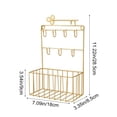 thumbnail image 3 of 7-Hook Wall Mounted Key Rack with Storage Basket, Black Iron Entryway Organizer for Keys & Mail | Modern Space-Saving Design for Hallway, Living Room & Kitchen Gold, 3 of 6