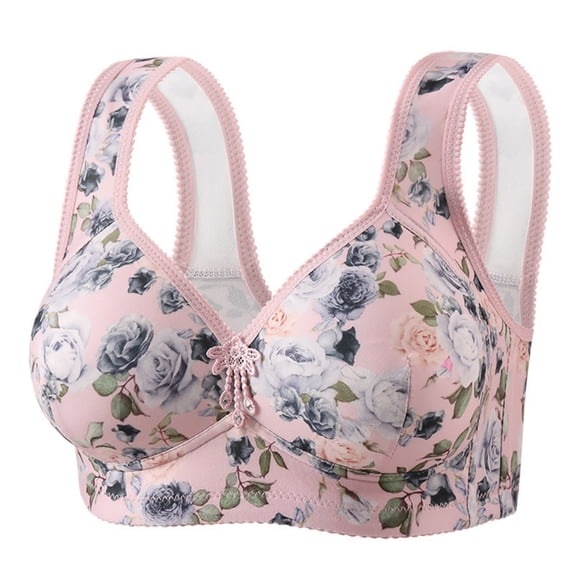 Aofany Full Coverage Plus Size Womens Bras Wirefree Push up Bras Stretch Printed Everyday Bras Underwear, 36B/C-44B/C