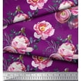 thumbnail image 2 of Soimoi Purple Cotton Jersey Fabric Peony And Ranunculus Floral Printed Fabric 1 Yard 58 Inch Wide, 2 of 3