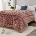 thumbnail image 7 of H&D Dusty Rose Faux Rabbit Fur Bubble Throw Blanket, 40" × 60", 7 of 7