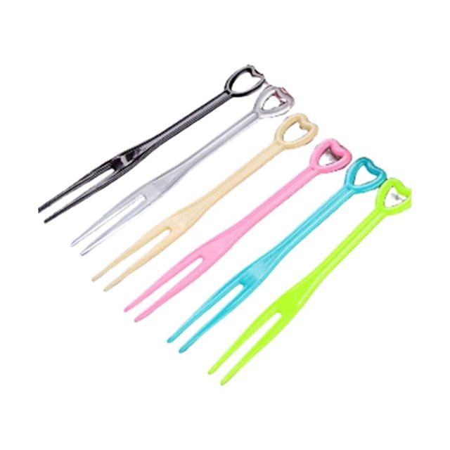 Bewildely 200 Uds. Tenedor de fruta Mini niños herramienta para recoger aperitivos pastel comida palillo de vajilla en forma de corazón Type2 NO2