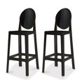 thumbnail image 4 of 2xhome Set of 2 Modern Contemporary Dining Barstools 30" Seat Height Plastic Armless Stools with Legrest, Black, 4 of 12