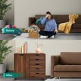 thumbnail image 3 of Naomi Home Amy 5 Drawer Wood Storage Chest with Wheels for Bedroom or Office, Brown Oak, 1 Unit, 3 of 9