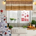 thumbnail image 5 of Farmhouse Yellow Brown Curtain Valances for Windows, Kitchen Valance Window Treatments Panel 2 Pack, Vintage Wooden Striped Rod Pocket Short Curtains for Bathroom Bedroom 42 x 12 Inch, 5 of 8