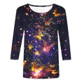 thumbnail image 5 of ZQGJB Cute Butterfly Print Shirts for Women Dressy Casual 3/4 Lenght Sleeve Round Neck Graphic T-Shitrs Top Loose Fit Comfy Tunic Tees Blouse Multicolor#06 L, 5 of 6