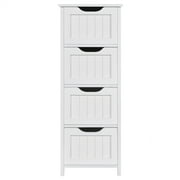 Easyfashion Wooden Storage Cabinet Organizer with 4 Drawers for Bathroom, White