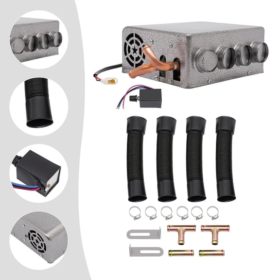Universal Truck Car Underdash Compact Heater Kit Tube & Speed Switch 4-Ports 12V