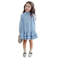 thumbnail image 3 of RMGVDSD Girls Dresses Elegant Little Girl's Long Sleeve Shirt Dress Collar Layered Ruffle Tiered Dress School Casual Sundress 4-5 Years, 3 of 8