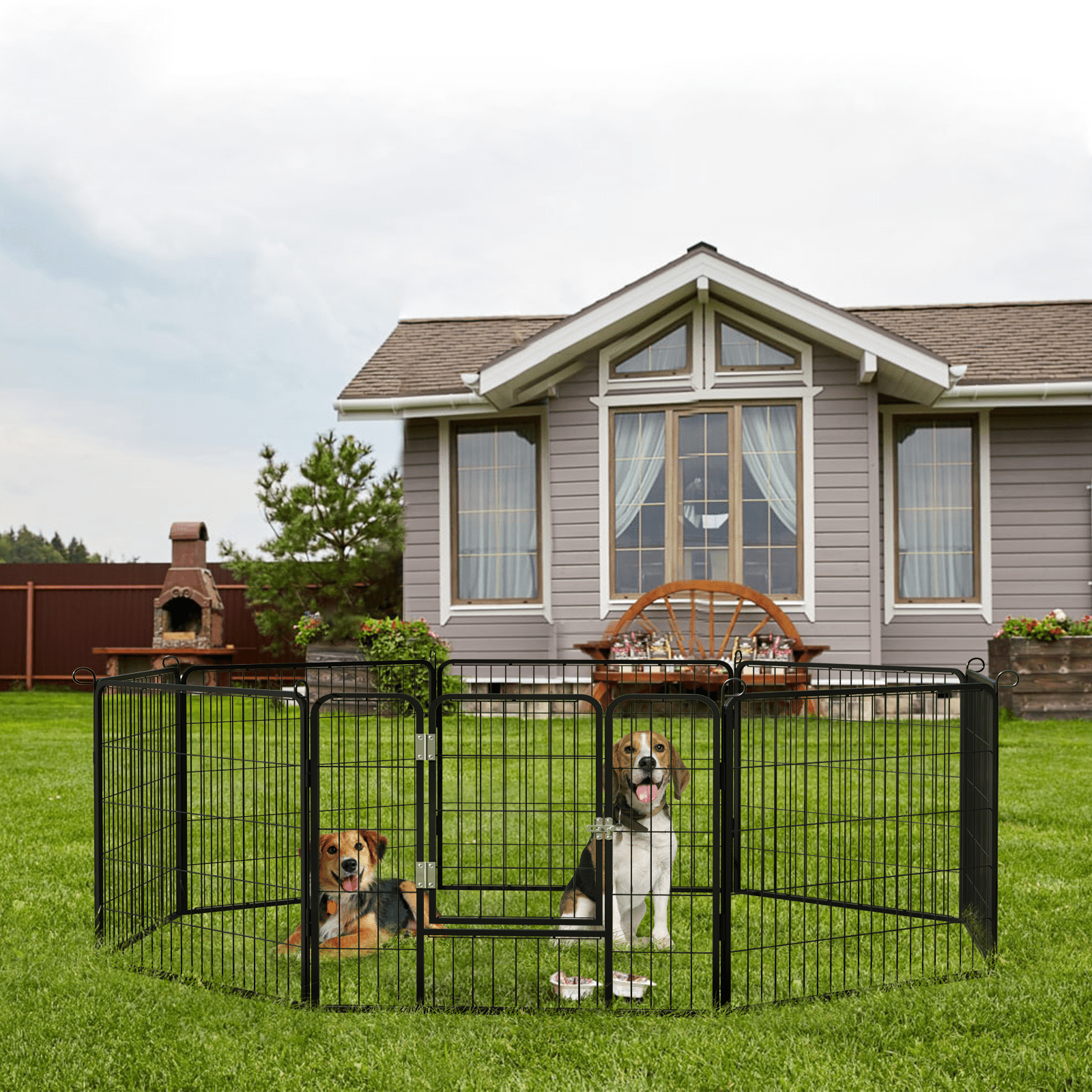 Walaf Bold Dog Playpen for Outdoor, 16 Panels 24''/30''/40'' Height Metal Puppy Dog Fence Indoor Outdoor,Pet Exercise Pen for RV,Camping,Yard