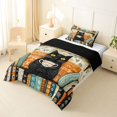 thumbnail image 2 of Manfei Tribal Kitten Twin Comforter Sets, Bohemian Damask Flower Bedding Set, Orange Cream, Black Reversible, 2pcs, 1 Comforter and 1 Pillowcase, 2 of 7