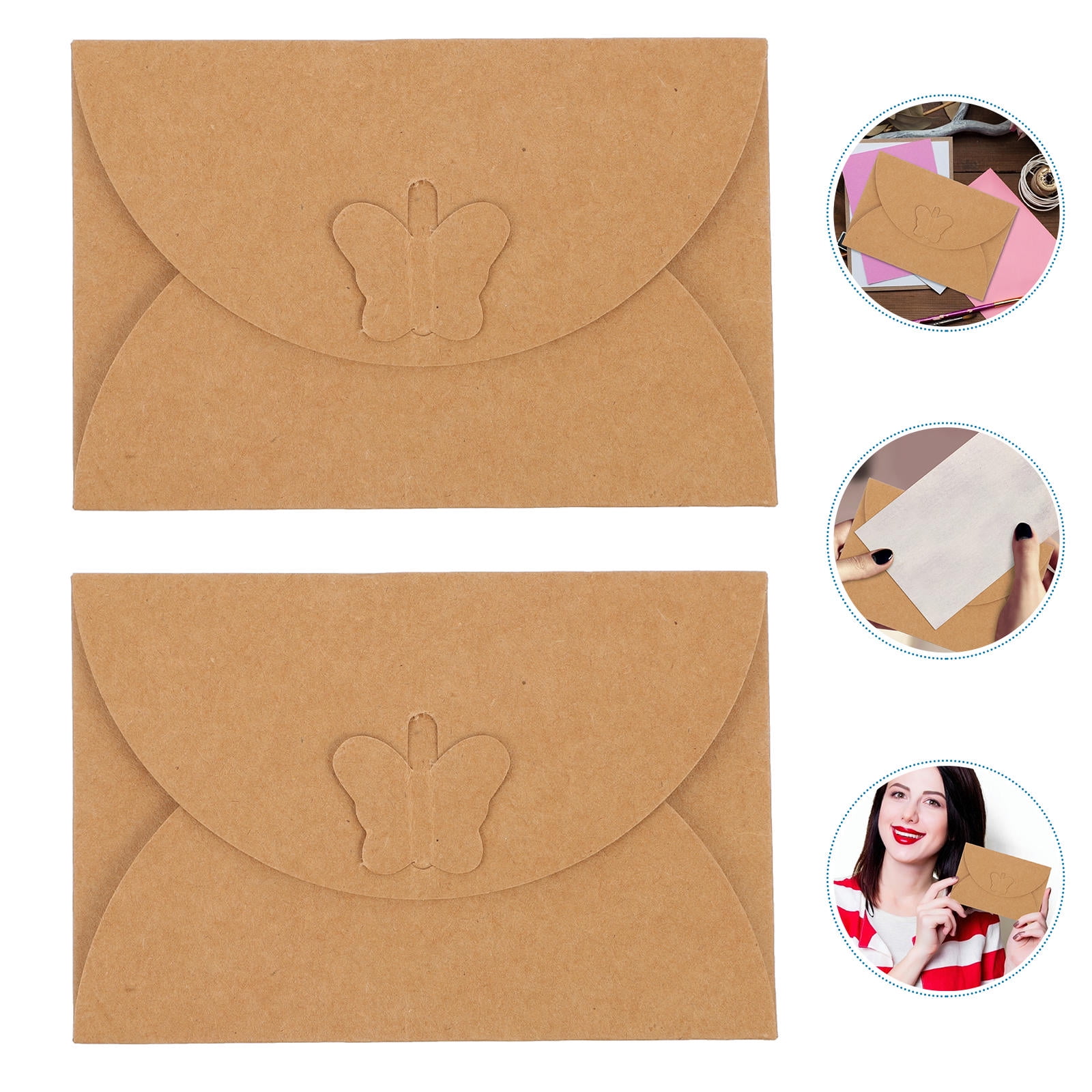 WEUVEB 50PCS Retro Kraft Paper Envelopes Khaki Vintage Stationery for Writing Letters