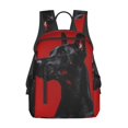 thumbnail image 1 of Disketp Black Dog Red Background Mochila Ligera e Impermeable, Mochila de Día Resistente para Viajes, Senderismo y Uso Diario para Hombre y Mujer, 1 of 7