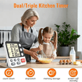 thumbnail image 2 of Temporizador de cocina digital dual, 3 canales, cuenta regresiva triple, memoria magnética preestablecida, pantalla grande, volumen de alarma ajustable, gestión de múltiples tiempos, blanco y negro, 2 of 6