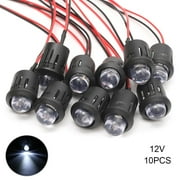 Openuye New 10 Pcs/Set 12V 10mm Pre-Wired Constant LED Ultra Bright Water Clear Bulb Cable 20cm Prewired Led Lamp