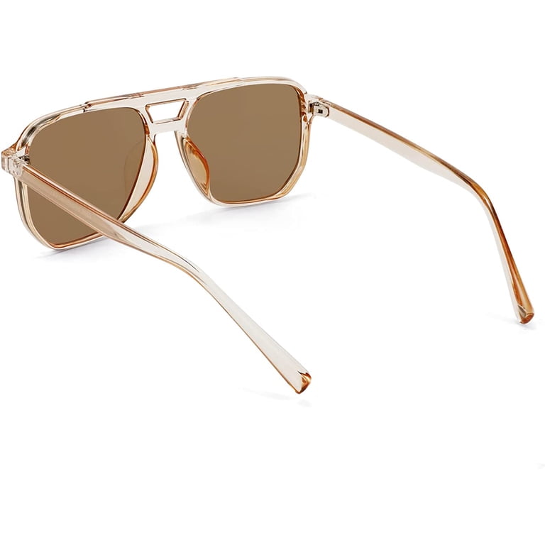 FEISEDY Retro Square Aviator Sunglasses Women Men 70s  display picture 3