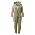 thumbnail image 4 of Moxiu Womens Plush Hooded Jumpsuit Sherpa Fuzzy Pajamas Long Sleeve Cute Cat One Piece  one-piece  Winter Warm Rompers Sleepwear 2023, 4 of 6
