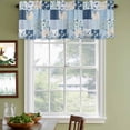 thumbnail image 4 of Blue Floral Valances for Windows, Decorative Rod Pocket Window Valance Curtains, Spring Flowers Plants Patchwork Grid Bohemia Short Curtain Drapes for Kitchen/Living Room, 2 Panels, 42" W x 12" L, 4 of 8