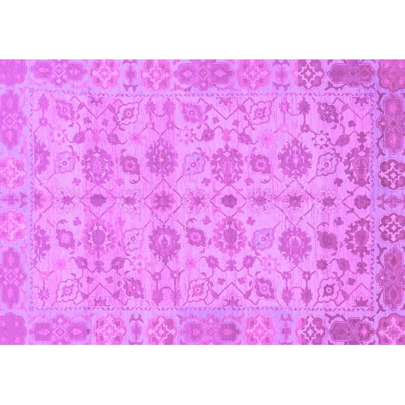 Ahgly Company Machine Washable Indoor Rectangle Oriental Purple Traditional Area Rugs, 8' x 10'