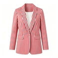thumbnail image 5 of Homenesgenics Blazers for Women Business Casual Striped Blazer with Pockets, Cardigan-Style Red L, 5 of 6