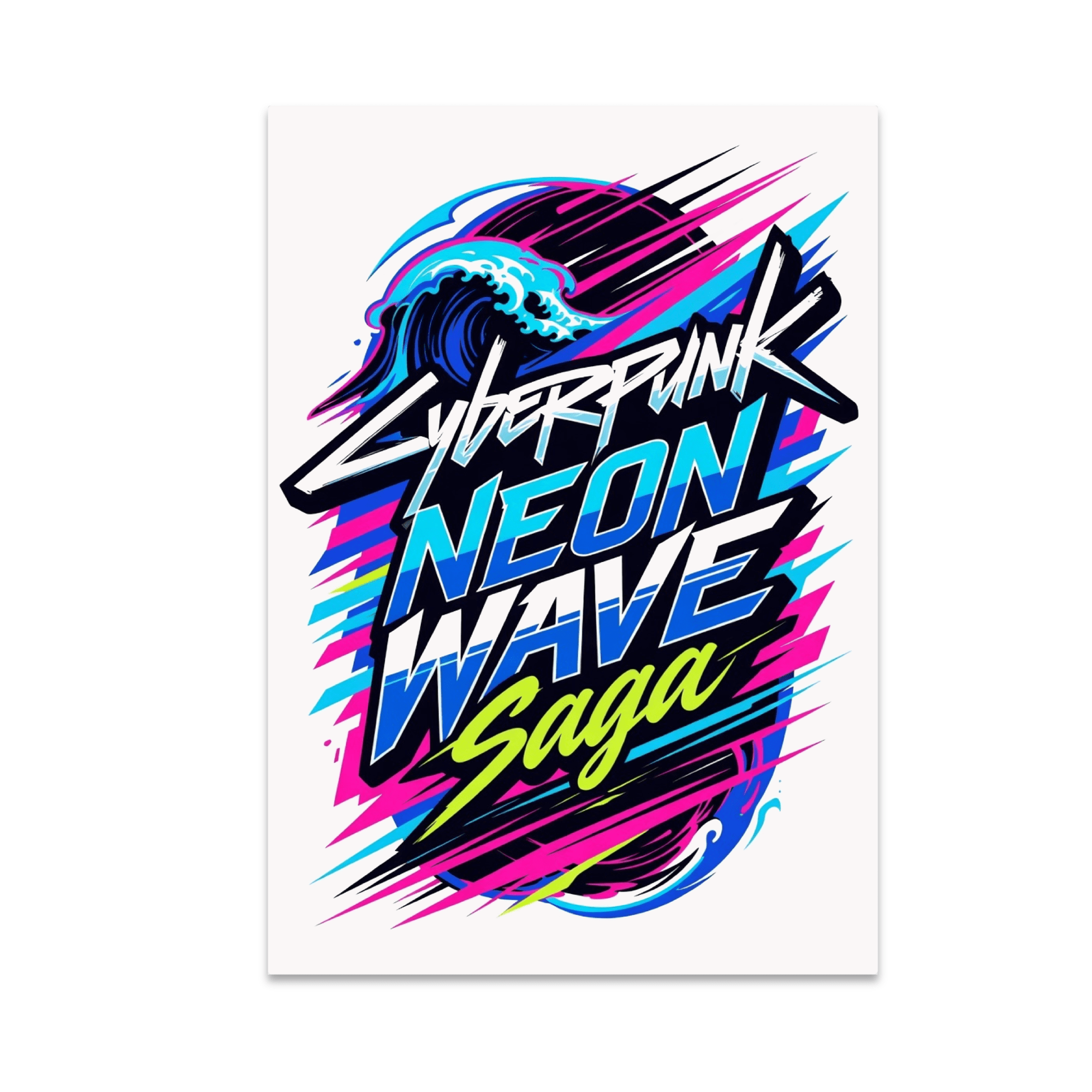Cyberpunk Neon Wave Saga - Neon Futurism Enthusiast - 13x19 Poster Print
