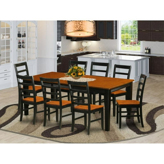 East West Furniture Quincy 9-piece Wood Kitchen Set in Black/Cherry