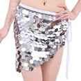 thumbnail image 3 of AGWOLF Sequin Skirt for Women Glitter Mermaid Mini Skirts Sparkly Belly Dance Hip Scarf Music Party Rave Wrap Skirt, 3 of 7