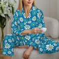 thumbnail image 6 of Hirioo Daisies Flowers for Women's Pajama Sets 2 Piece Pjs Women's Long-Sleeved Pajama Set Button Down Sleepwear,S-XXL-XX-Large, 6 of 7