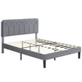 thumbnail image 5 of VECELO Queen Size Bed Frame with Adjustable Headboard, Upholstered Platform Bed Frame with Wooden Slats Support, No Box Spring Needed, Dark Gray, 5 of 14