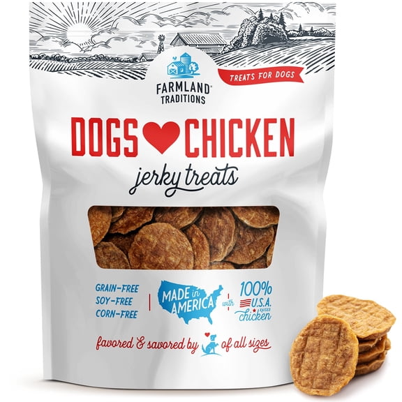 Farmland Traditions Dogs Love Chicken Jerky Dog Treats with Only 3 Ingredients and No Fillers, 2 Pound Bag