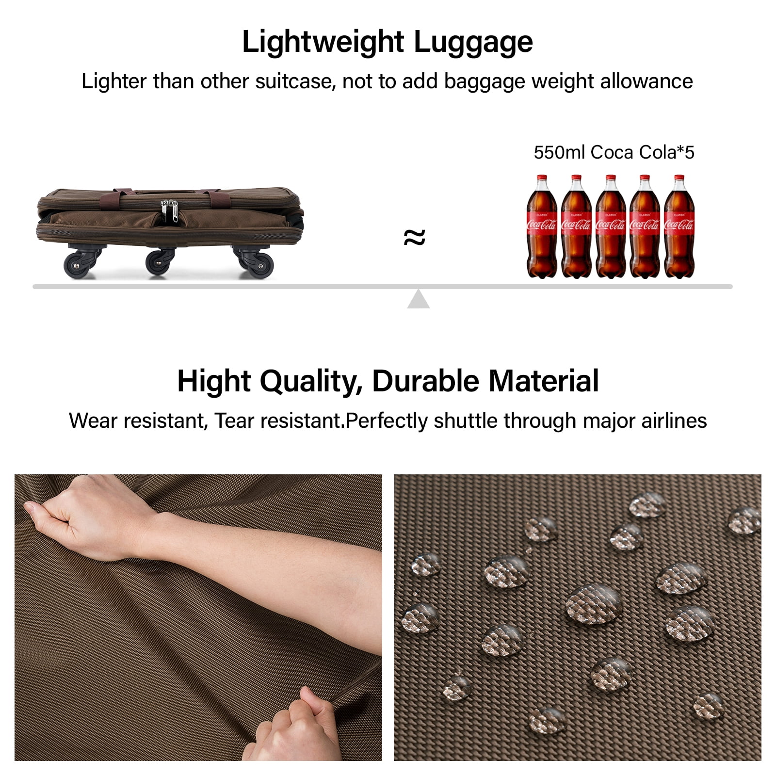 Hanke Suitcases with Wheels Expandable Foldable Luggage Bag Suitcase Collapsible Rolling Travel Bag Duffel Bag for Men Women Lightweight Suitcases,Coffee
