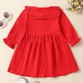 thumbnail image 4 of Newborn Girls Long Sleeve Dresses Fall Size 0-3 Toddlers Kids Cute Ruffle Doll-Collar Solid Color Soft Casual A-Line Dress, 4 of 8