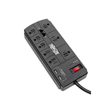 UPC: 0037332223579 | Tripp Lite TLP88TUSBB Protect It! 8-Outlet Surge Protector with 2 USB Ports 8ft Cord (Telephone/Modem)