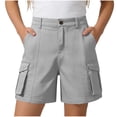 thumbnail image 2 of CQONEPT Boys and Girls Elastic Waist Cargo Shorts Lightweight Casual Shorts Stretch School Uniform with Multi Pockets Summer Clothes Gray 11 Years, 2 of 7