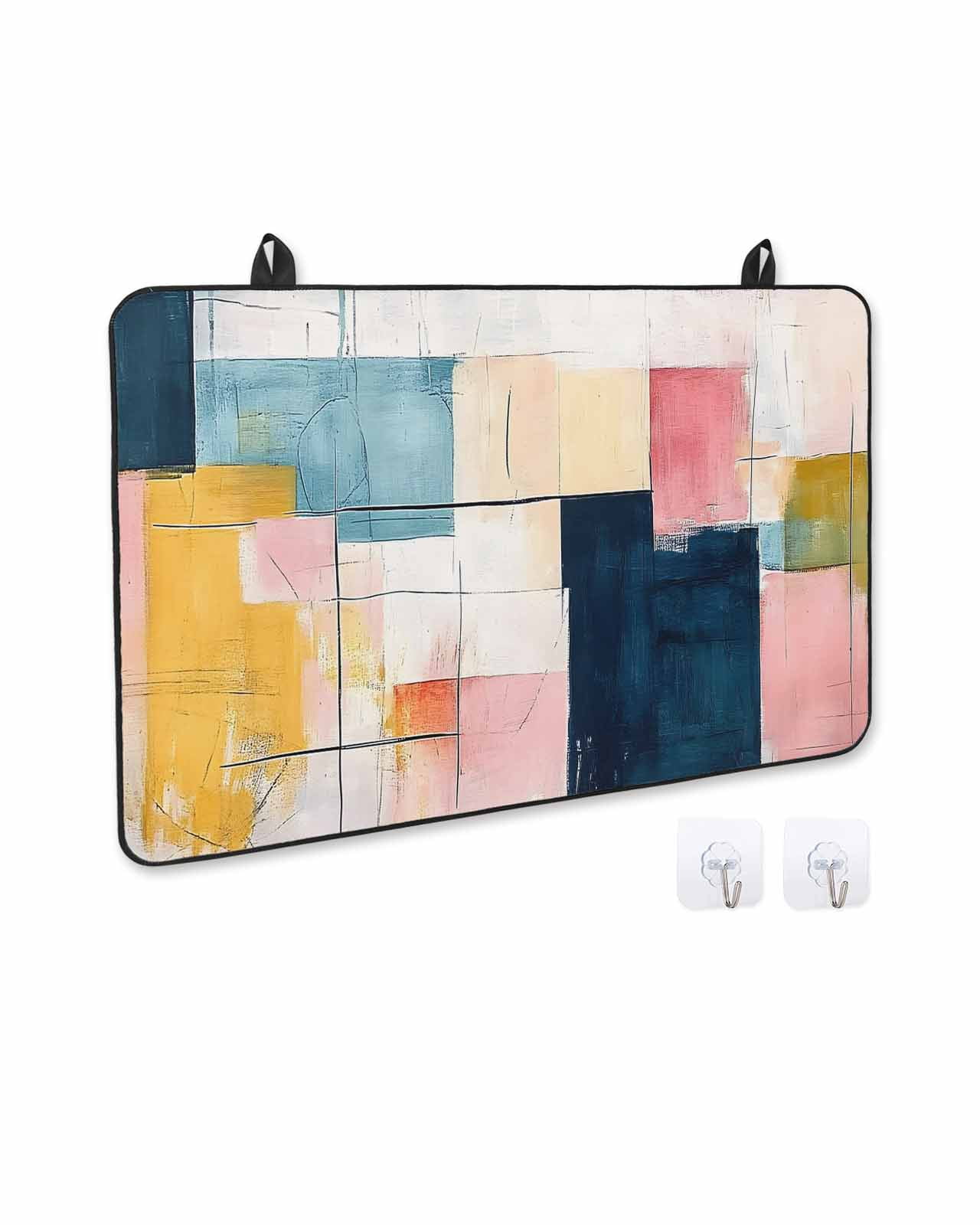 nqOlkjepod Large Induction Cooktop Protector Mat 24"x21", Pink Blue Yellow Stove Top Covers for Electric Stove, Modern Colorful Abstract Ombre Art Stove Burner Cover Mats, Glass Top Stove Cover