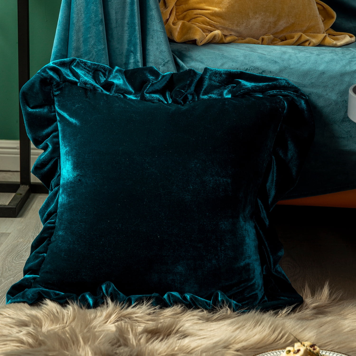 Glory Season Throw Pillow Cover Soft Decorative Square Cushion Case for Sofa Couch Pack of 2,18x18in,Malachite Green