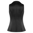 thumbnail image 4 of Nyeemya Women's Sparkly Sequin Waistcoat Slim Fit One Button V-Neck Dressy Suit Vest Rave Dance Tops Black M, 4 of 5