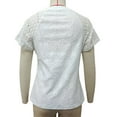 thumbnail image 5 of JGGSPWM Women Eyelet Embroidered Hollow Out Casual Scoop Neck Short Sleeve Tops Blouses White L, 5 of 8