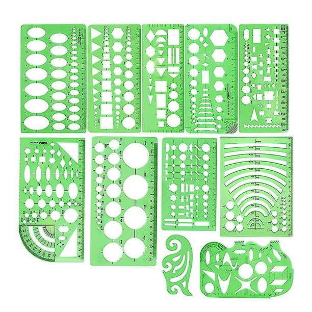 Plantillas circulares Regla de geometría de medición Plantillas de pintura de dibujo geométrico de plástico Scal