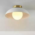 thumbnail image 2 of 1-Light Matte White Flush Mount Ceiling Light with White Opal Glass Shade, 2 of 9