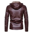 thumbnail image 3 of Wancir Men’s Faux Fur Leather Jacket Autumn Winter Fleece Lined Coat Vintage Bomber Jacket, 3 of 7