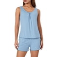 thumbnail image 2 of SUNSIOM Ensemble de Pyjama Deux Pièces pour Femmes, Débardeur Froncé Sans Manches et Short, Tenue de Nuit Babydoll, 2 of 9