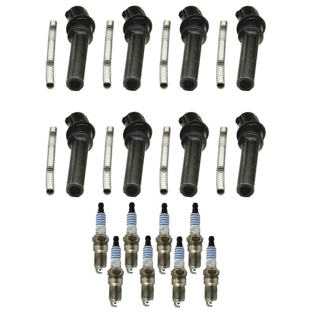 Set of 8 ISA Ignition Coil Boots and 8 Motorcraft Spark plug Compatible