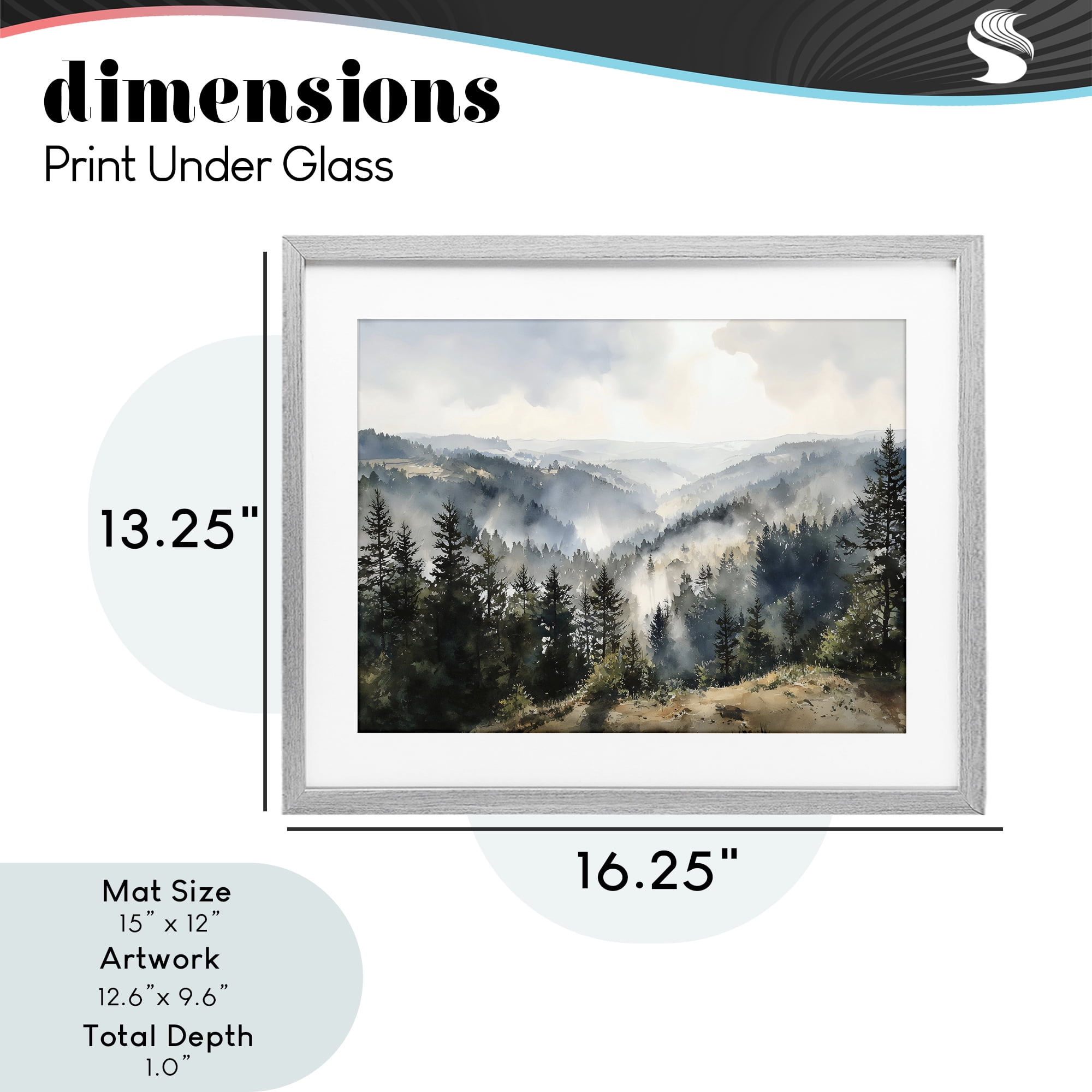 Stupell Industries Misty Tree Tops Vista Gray Framed Print Under Glass, design by Franklyn Gregory