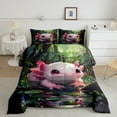 thumbnail image 2 of Homewish Kawaii Salamander Axolotl Queen Comforter Set,Magic Ocean Animal Bedding Sets,Green Lotus Leaf Bedding Comforter Set For Girl,Breathable Home Decor Reversible,3-Piece, 2 of 8