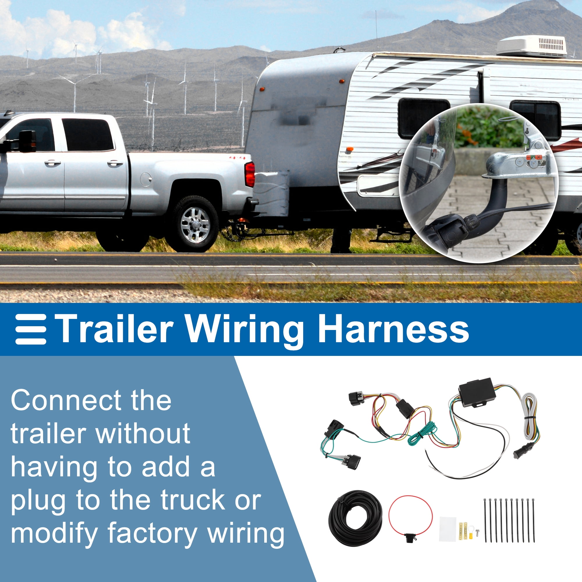 Unique Bargains 4 Pin Trailer Wiring Harness 56478 Towing Hitch for Ram ProMaster