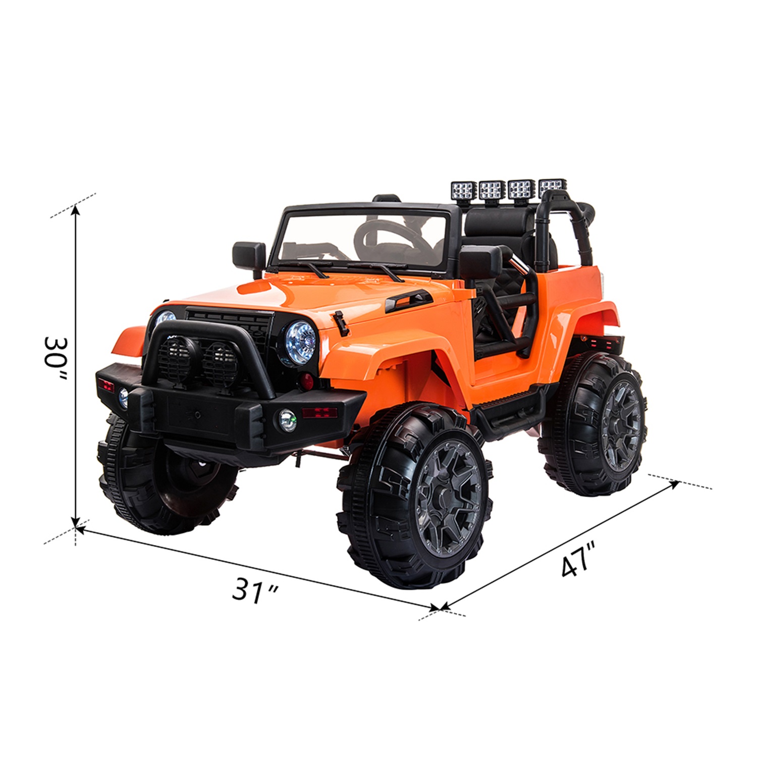 CIPACHO 12V Kids Ride On Car, 3 Speeds Battery Powered Jeep Truck with Remote Control for Girls Boys, Indoors and Outdoors, Orange