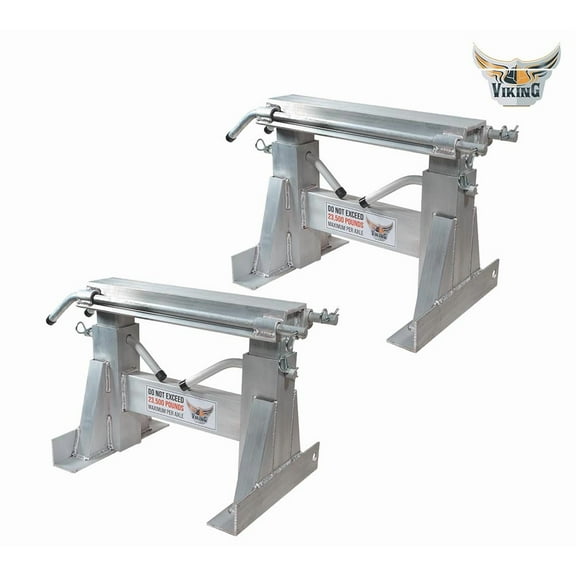 18” - 24” Viking’s Adjustable Heavy Duty Aluminium Lower Ramp Stands w/ Pin Attachment - 23,500 lbs WLL Ramp Support Stands for Trailers During Loading and Unloading - 1 Pair