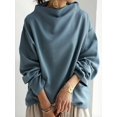 thumbnail image 6 of Womens Oversized Sweatshirts Stand Collar Pullover Long Sleeve Hoodies Tops Fall Fashion Clothes Peacock Blue XXL, 6 of 9