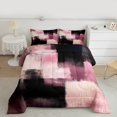 thumbnail image 2 of Homewish Vintage Artwork Adult Bedding Comforter Set, Black Pink Square Abstract Twin Comforter Sets, Fashion Oil Printing Reversible Bedding Set, Microfiber Bedroom Decor, 2-Piece, 2 of 8
