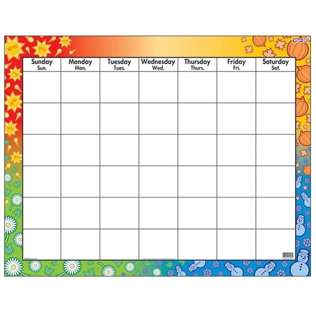 Trend T-1170-6 Calendrier Graphique Effaçable, 22 x 28 Po. - 6 Chacun